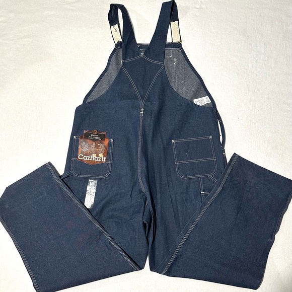CARHARTT 11.5 OZ RIGID R08 DENIM BIB OVERALLS NEW WITH TAGS.Sz 50/34 - Picture 4 of 13